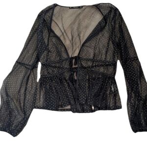 Sweet Sparkly Mesh Tie Front Jacket Size M